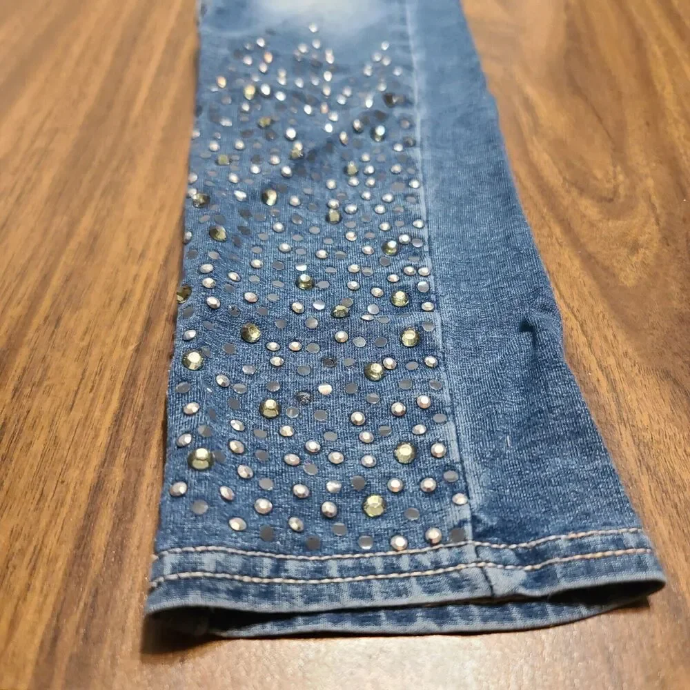Girls Justice Denim Jean Leggings Size 12 Skinny Sparkles